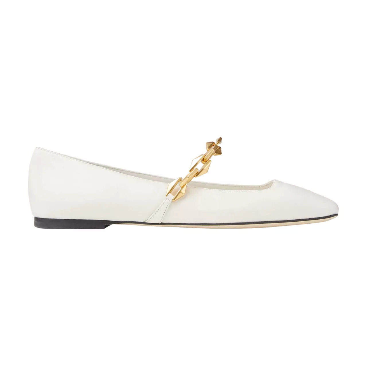 JIMMY CHOO Diamond Tilda Chain Leather Ballet Flats - White