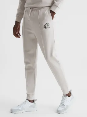 Reiss Off White Premier Logo Drawstring Loungewear Joggers